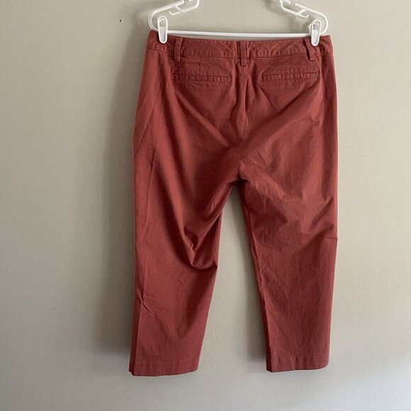 Lands’ End Women SZ 12 Petite Salmon Pink Mid Rise Slim Leg Flat Front Pants - Picture 5 of 9